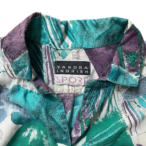 Vintage Blue, Green, and Purple Capri, Italy Sandra Ingrish Sport Short Sleeve C - Picture 3 of 5